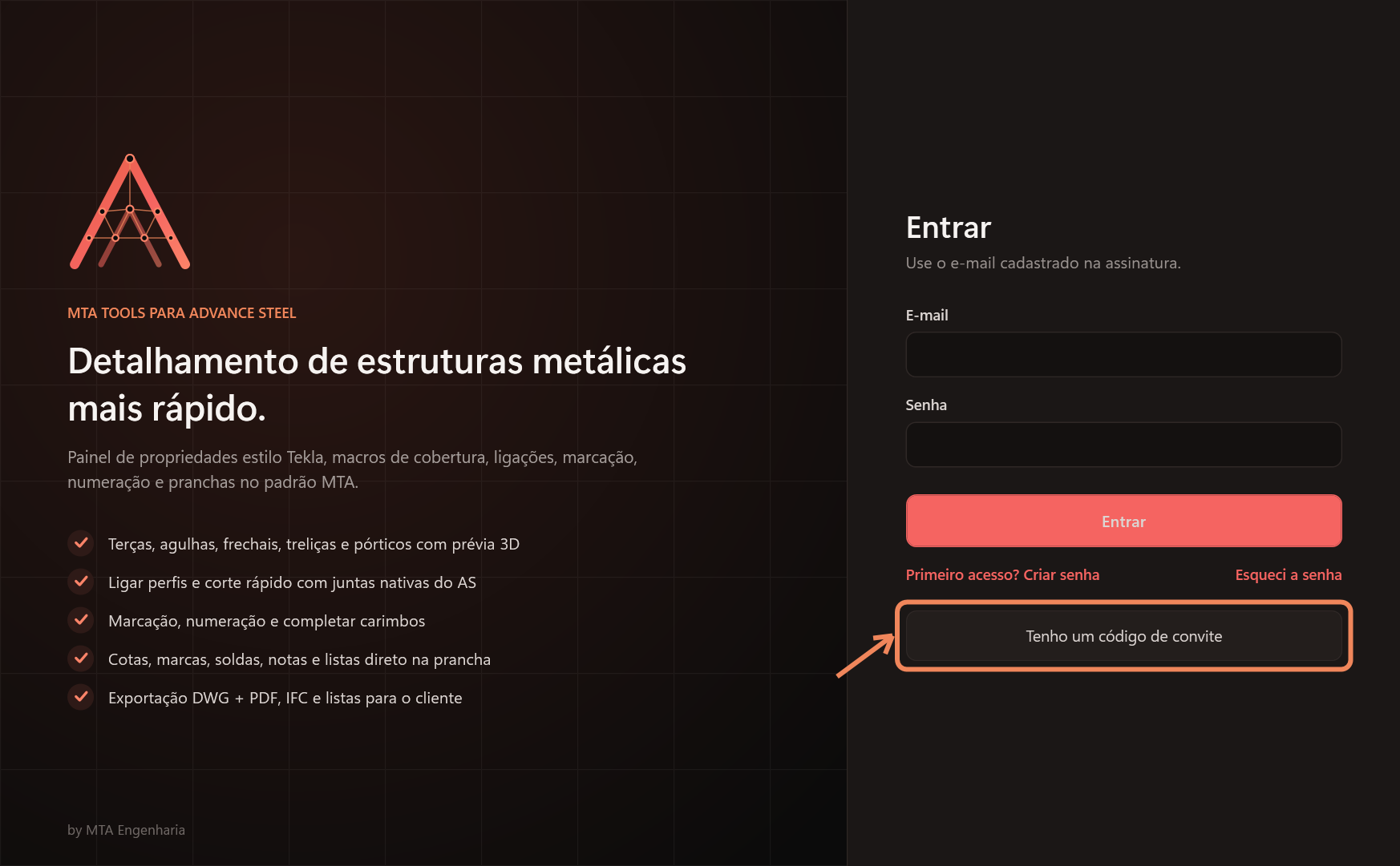 Tela de entrada do MTA Launcher